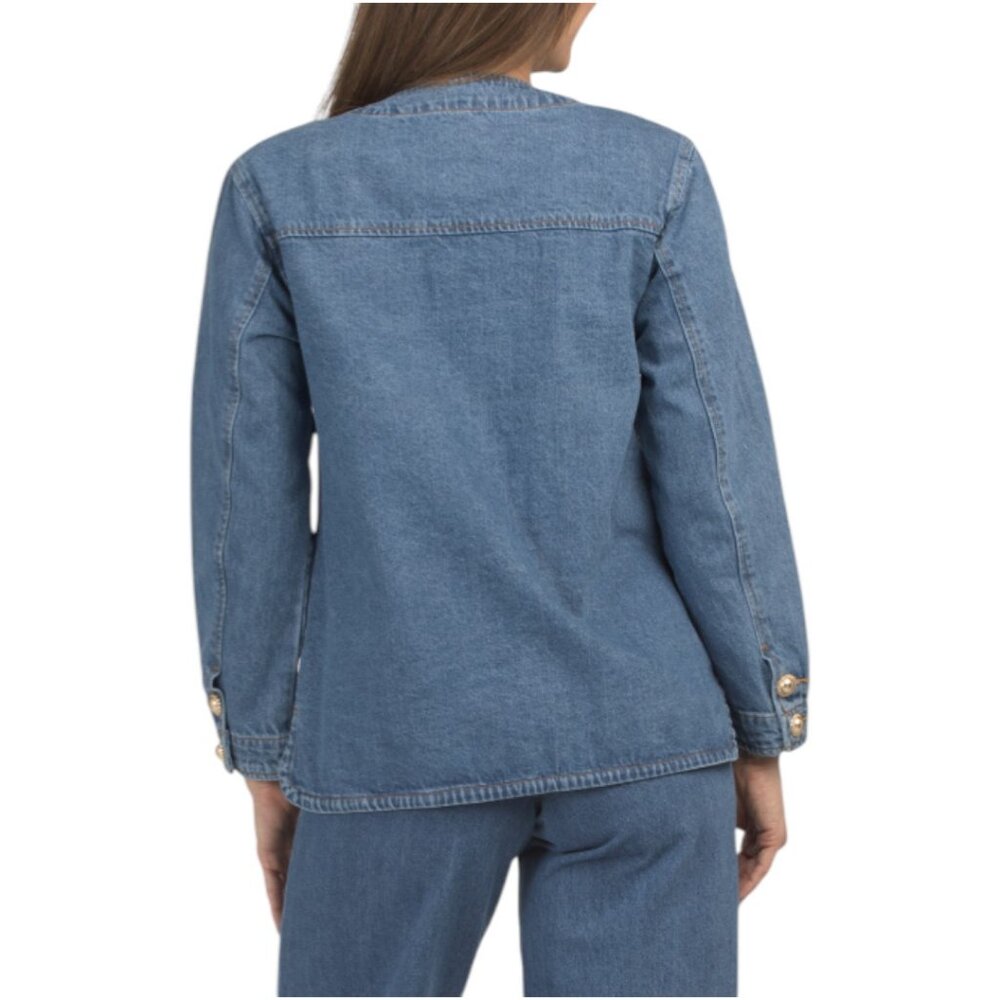 BLANK NYC Collarless Denim Jacket - Picture 2 of 3
